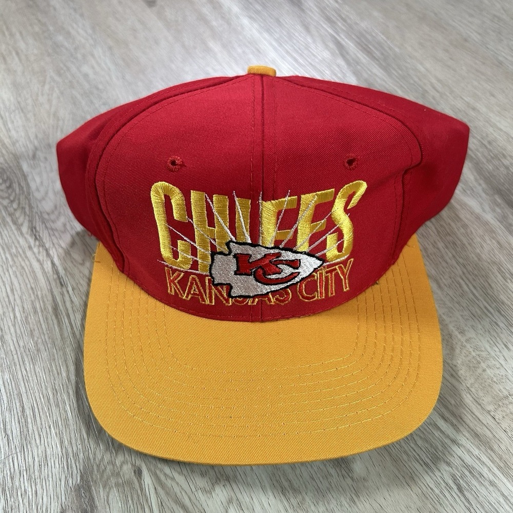 VTG Kansas City Chiefs Snapback Hat NFL Football AJD Red Yellow Cap